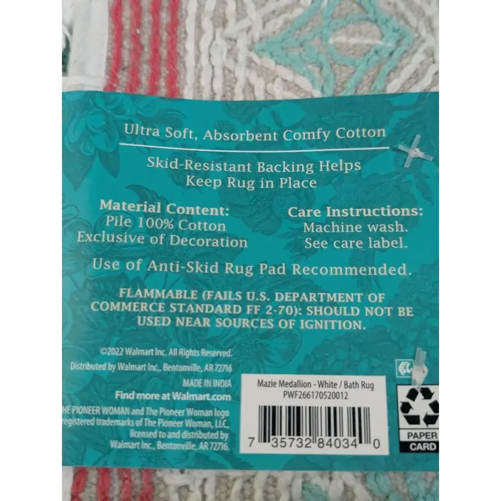 New The Pioneer Woman Mazie Medallion Bath Rug Tassel Flower Floral Multi Color